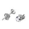 Round Crystal Stud Earrings - 925 Sterling Silver (Clear Austrian