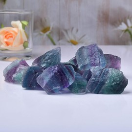 Colored Fluorite Raw Crystals Healing Crystals Natural Rough Stones 1.2-2" for Tumbling, Fountain Rocks, Yoga, Meditation, Polishin, Gift 14