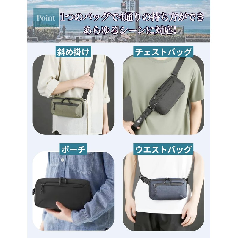 SCHKLEIER ショルダーバッグ ウエストバッグ ウエストポーチ メンズ: 腰ポーチ 軽量 斜めがけ ナイロン 人気