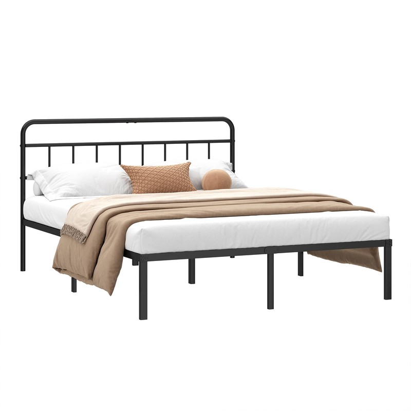 Kujielan 12 inches Queen Size Bed Frame with Minimalist headboard,Metal