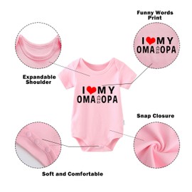 culbutomind Baby Twins Romper I Love My Grandma Grandpa Fun Baby Bodysuit Short Sleeve Gift for Birth Baby Boys Girls Twins Baby Clothing with Hat, Pink I Love My Grandma Grandpa, 0-3 months