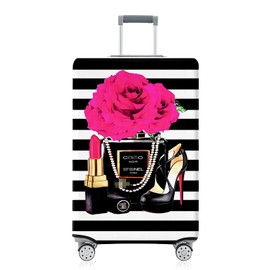 Vehcimbev Fashion Accessory Travel Luggage Cover Fashion Girl Perfume and Lipstick and Heels Travel Suitcase Cover Anti-scratch Suitcase cover Fits 29-32 Inch