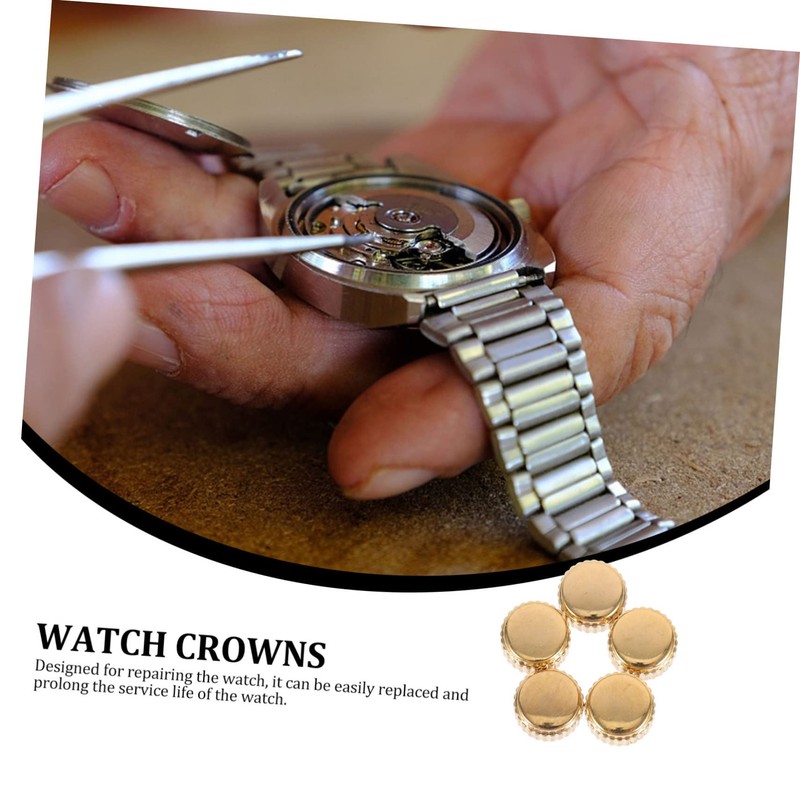 Healeved 5pcs Watch Crowns for Watch Repair Professional Replacement Parts
