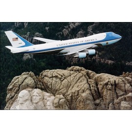 24"x36" Gallery Poster, Air Force One flying over Mt. Rushmore