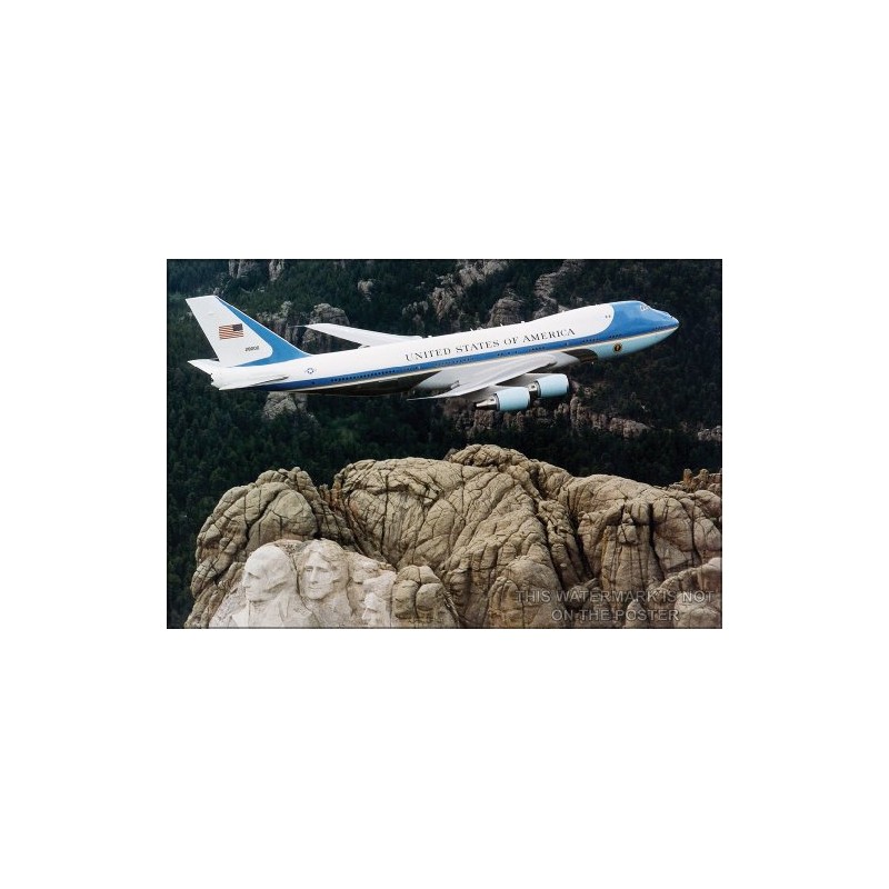 24"x36" Gallery Poster, Air Force One flying over Mt. Rushmore