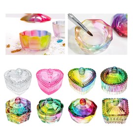 Pink Heart Nails Art Glass Acrylic Dappen Dish Nail Crystal Bowl Nail Liquids Crystal Cup Nail Design Tool Crystal Glass Acrylic Liquids Powder Dappen Dish Shaped Cup