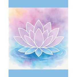 Tranquil Lotus Composition Notebook – 8.5 x 11 Blue Border Edition: 100-Page Wide Ruled Watercolor Notebook with Pastel Lotus Artwork and Sky Blue ... for Journaling, School, or Self-Reflection