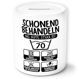 Birthday Money Box Gift, Gentle Treat the Good Piece is 70 Gift Idea Money Box Piggy Bank with Saying Funny Save Daughter Girlfriend Sister Friend Son Brother (70th Birthday)