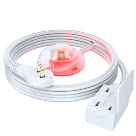 Maximm Extension Cord with on and Off Switch (8 Ft) Includes a Light Indicator and Safety Cover,Short Extension Cord, White Extension Cord, Flat Plug Extension Cord with Multiple Outlets