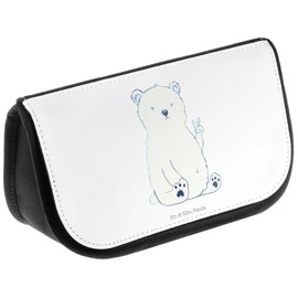 Mr. & Mrs. Panda Cosmetic Bag Polar Bear Lazy Gift Home Office Makeup Bag Makeup Bag Relaxing Teddy Bear Office Job Cosmetic Bag, White, Hand Drawn