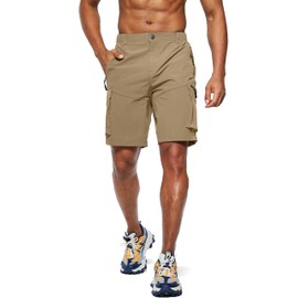 Pudolla Men's Hiking Cargo Shorts Quick Dry Outdoor Travel Shorts for Men with Multi Pocket for Fishing Camping Casual (Dark Khaki 3X-Large)