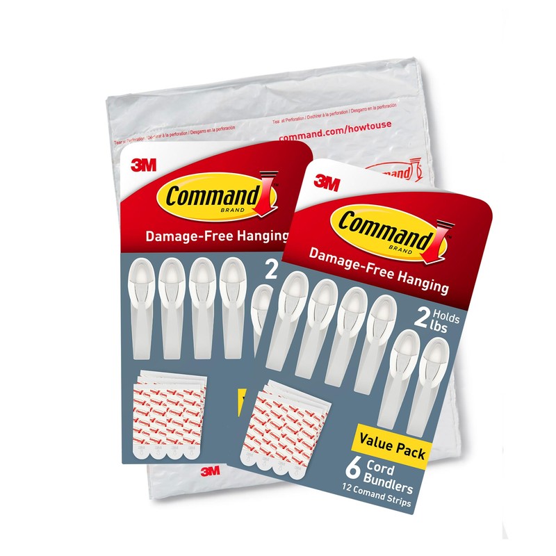 Command Cord Bundlers, Damage-Free Hanging Cord Organizer, No Tools Required