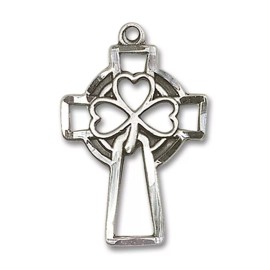 Bliss Sterling Silver Shamrock Cross Medal Pendant Necklace 24" Chain GiftBox