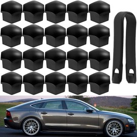 MOLIMOLI Pack of 21 Car Bolt Cover 17 mm Black Car Bolt Cover Bolt Cover with Car Removal Tools and Durable Protection for Your Rims