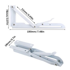 2 x Shelf Brackets Made of Robust Stainless Steel, Bracket for Wall Shelf, Folding Wall Brackets, Metal Shelf Brackets, Folding Shelf Bracket Made of Stainless Steel, Folding Wall Shelf