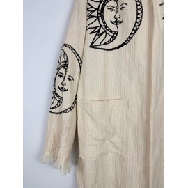 OZDESIGN Women's Batrobe - Stone Patterned Handmade Cotton Bathrobe - Light Soft Women's Bathrobe - 100% Cotton - Available in S/M/L Sizes, Moon and sun bathrobe, Unit size