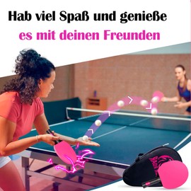 FourRoar Table Tennis Bat Pink Includes a Ball and a Case Table Tennis Bat Women for Players of All Performance Levels Table Tennis Bat with 7 Layers