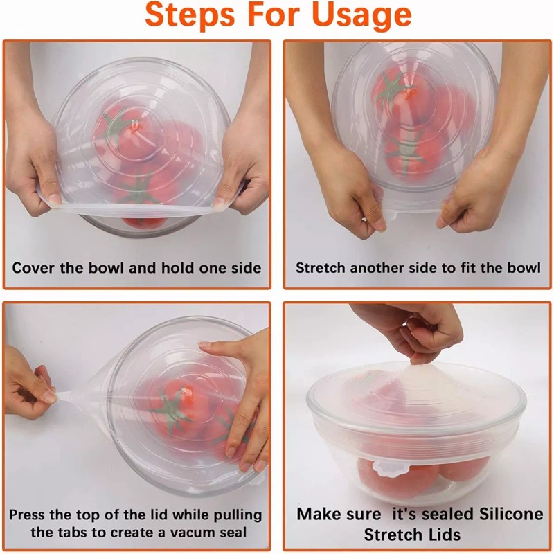 SANBREVE Tapas Reutilizables Herméticas De Silicona Flexible 12 Pzas