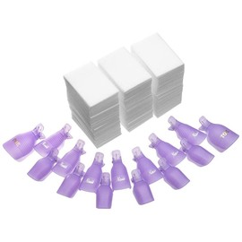 INFILILA Polish Remover Clip Set 20pcs Caps Soak Off Clips For Finger And 1000pcs Lintfree Wipes UV Gel Removal - Size: 1.53x2.36 Inch (Pack of 600)