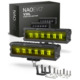 NAOEVO - Barra de Luces de 15.24 cm, 50 W 2000 LM, Faros con Lente, Luces LED antiniebla, Luces LED Todoterreno para Camiones, Coches, Barcos, 2 Unidades (Amarillo y Verde)