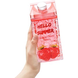 HUAXIAO Portable Kids Water Bottle,430 ml Smoothie Tumbler with Leak Proof Lids and Straw,Double Wall Gel Freezer Insulated Tumbler, For Home,Office,School - Works Great for Ice Drink (Red)