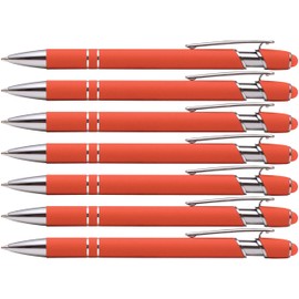 Rubberized Soft Touch | Burst of Color | Ballpoint Pen with Stylus Tip a stylish, premium metal pen, black ink, medium point (Orange, 7)
