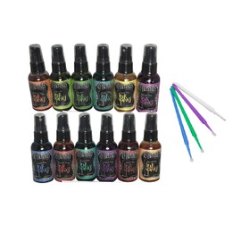 Ranger Dylusions Ink Spray Value Bundle with Bonus Purple Turtle Blending Sticks (12 Bolder & Brighter Collection)