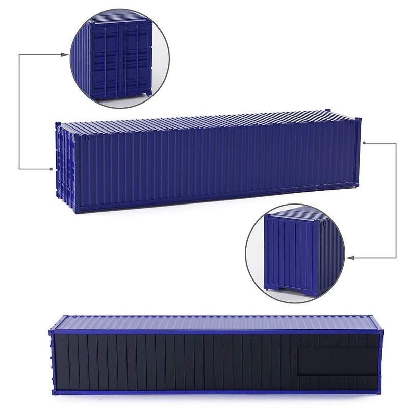 Evemodel 3pcs HO Scale 40ft 1:87 Deep Blue Shipping Container