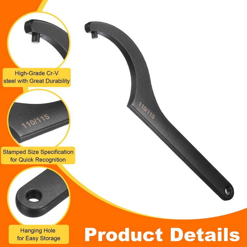 HARFINGTON C Hook Spanner Wrench, 110-115mm C Pin Motorcycle Shock