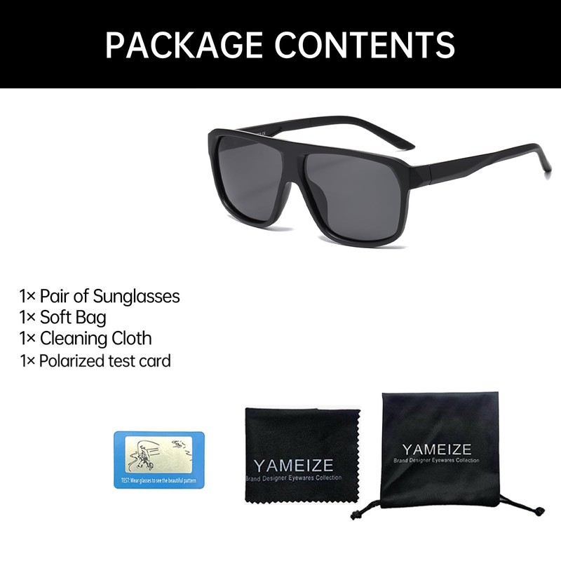 YAMEIZE Retro Polarised Sunglasses for Men and Women Vintage Rectangular