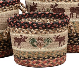 BLACK FOREST DECOR Moose & Pinecone Braided Utility Basket - Small
