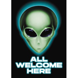 Toland Home Garden 1012716 Aliens Welcome Here UFO Flag, Double Sided for Outdoor UAP House Yard Decoration
