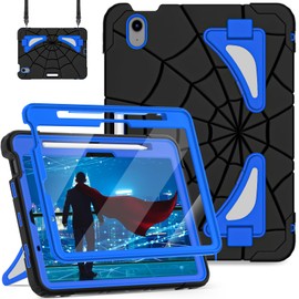 Case for iPad Air 11 Inch Case M2 / M3 (2024/2025) iPad Air 5th/4th Generaton 10.9 Inch (2022/2020) 6th Generation 2024 Cover for Kids with Pen Holder Screen Protector Thickned Cornor, Black Blue