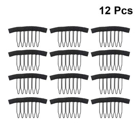 Frcolor 12PC Wig Wig Pin Wig Net Cap Clip Stainless Steel Women Wig Accessories (Black)