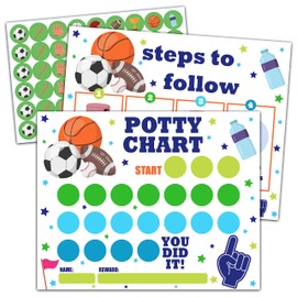 Sports Potty Trainning Sticker Chart for Toddlers Boys Girls, 20 Potty Training Chart with 432 Stickers & 1 Routine Card - B14