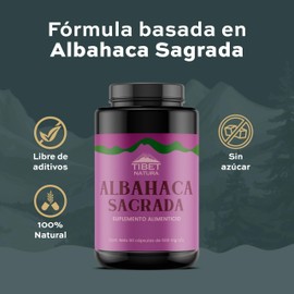 TIBET NATURA - Albahaca Sagrada 100% Pura - 60 Cápsulas 500 mg c/u - Suplemento Natural - Adaptógeno - Sin Azúcar - Suministro para 2 Meses - En Cápsulas De Gelatina