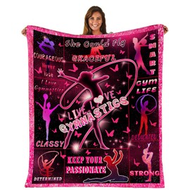 Gymnastics Gifts Blanket for Girls Pink Gymnastics Throw Blanket Room Decor for Women Soft Flannel Blankets for Bed Couch