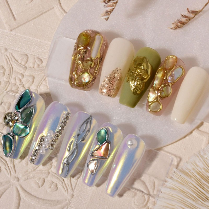 Abalone Shell Flakes for Nail Art, Mixed Size 3D Abalone