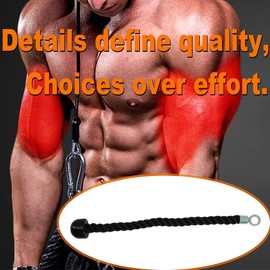 ciciment Nylon Triceps Rope, Lat Pull Down Rope with Single Handle, Steel Buckle, Bicep Pull Cable Workout Rope for Gym Fitness Cable Machine Attachment Exercise, 60cm