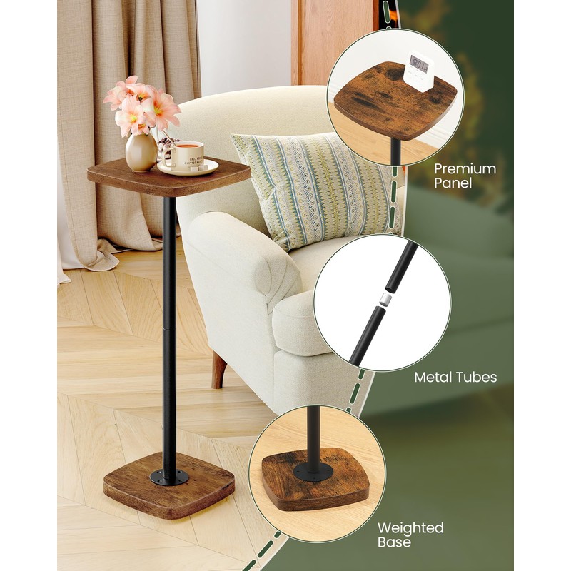 CHOEZON Small Drink Table, Square Side Table for Small Spaces,