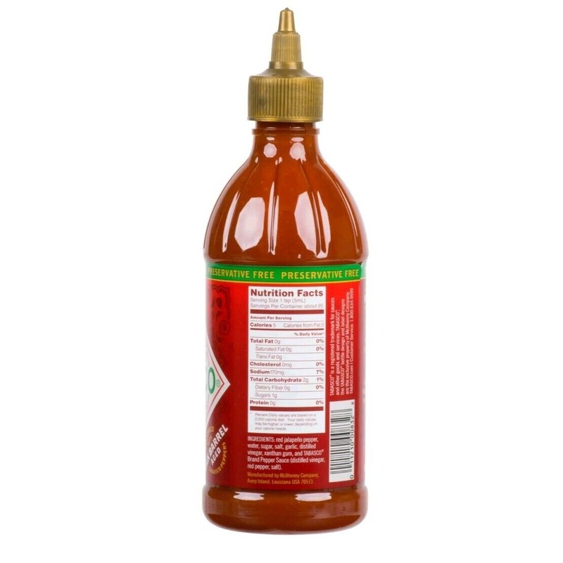 TABASCO SRIRACHA PRESERVATIVE FRRE HOT SAUCE Non GMO 2 Bottles