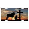 FAST SERVICE DESIGNS License Plate Cowboy Praying At Cross Christian