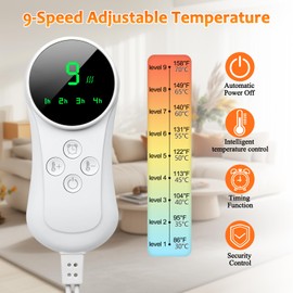 Heating Pad, Heat Pad with Automatic Shut-Off, 9 Temperature Levels, Heat Mat for Back, Neck, Shoulder, Stomach, Washable, 43 x 84 cm