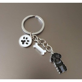 Dog Keychain, Lovely Dog Key-ring Portable Metal Keychain Keyring Key Decor Car Keyring Decoration(Black Poodle)