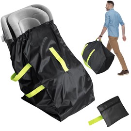 DMS PROTECTOR Car Seat Travel Bag for Airplane, Water-Resistant Gate Check Bag with Adjustable Carry Straps, Universal Fit, Durable Carseat Cover For Airplane Travel, Black