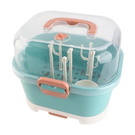 Baby Bottle Storage, Nursing Bottle Storage Box with Lid Cover Thickened Plastic Baby Bottle Storage for Home (Green)