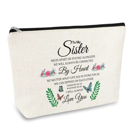 Sister Birthday Gifts Makeup Bags Sister Gifts from Sisters Friendship Cosmetic Bag Long Distance Gift for Sisters Graduation Christmas Wedding Mothers Day Gift Zipper Travel Toiletry Pouch