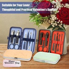 Manicure Set-Stainless Steel Nail Care Set-Professional 7 in 1 Ingrown Toenail Clipper Grooming Tool-Pedicure Kit & Toe Nail Cutter-Thick Nail Scissors Toiletries with Cuticle Trimmer (Green)