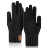 ARZER Men's Knitting Gloves, Smartphone Compatible, Fleece Lining, Double Layer,