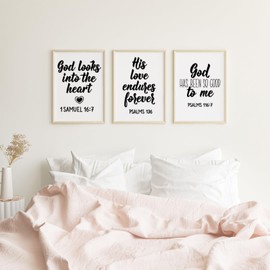 Sabary 12 Pcs Bible Verse Wall Decals Religious Scripture Wall Art Inspirational Quotes Wall Stickers Christian Peel and Stick Motivational Wall Decor for Bedroom Living Room(Pretty Style)